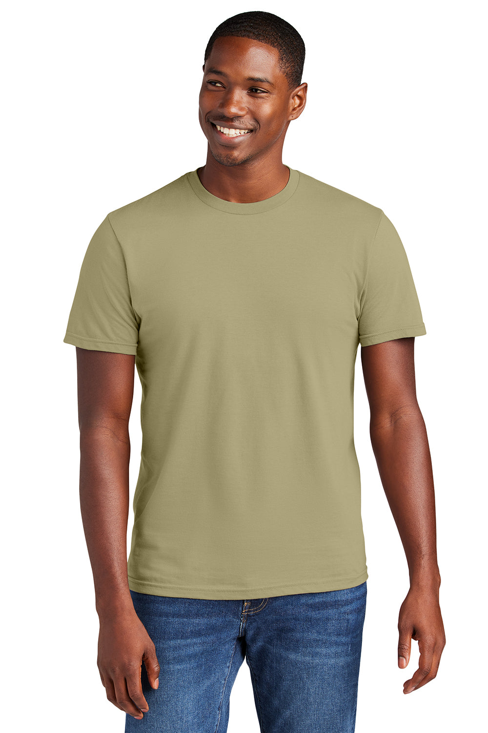 District DT6000 Mens Very Important Short Sleeve Crewneck T-Shirt Desert Tan Model Front