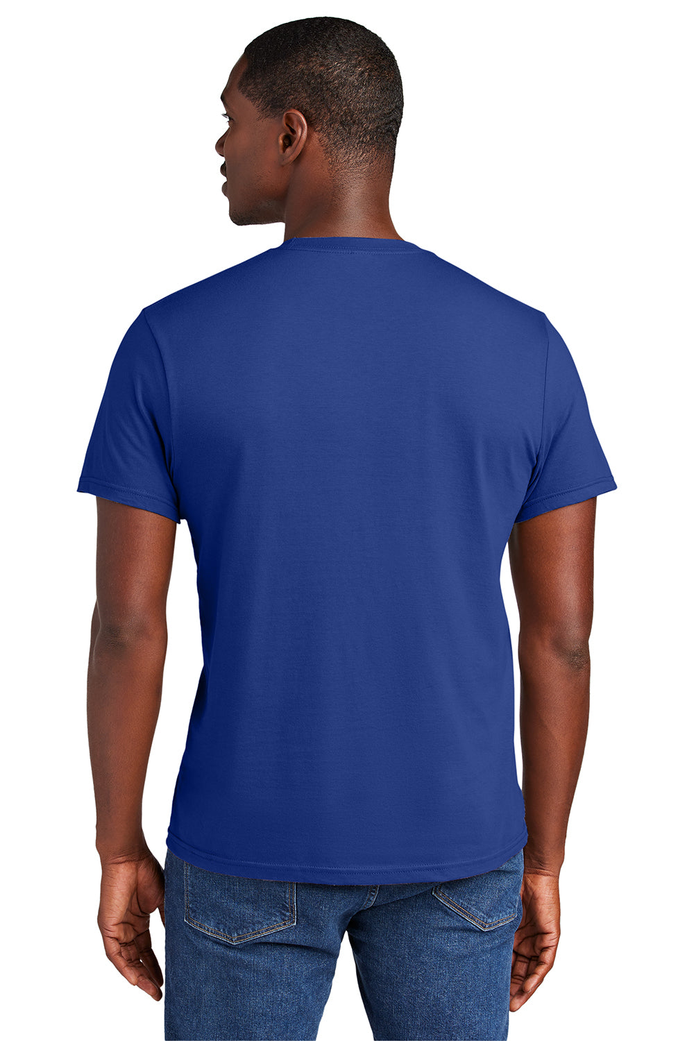 District DT6000 Mens Very Important Short Sleeve Crewneck T-Shirt Deep Royal Blue Model Back