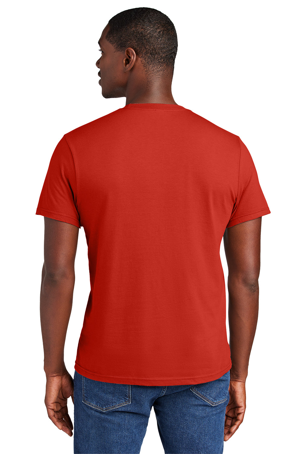 District DT6000 Mens Very Important Short Sleeve Crewneck T-Shirt Fiery Red Model Back