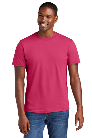 District DT6000 Mens Very Important Short Sleeve Crewneck T-Shirt Flush Pink Model Front