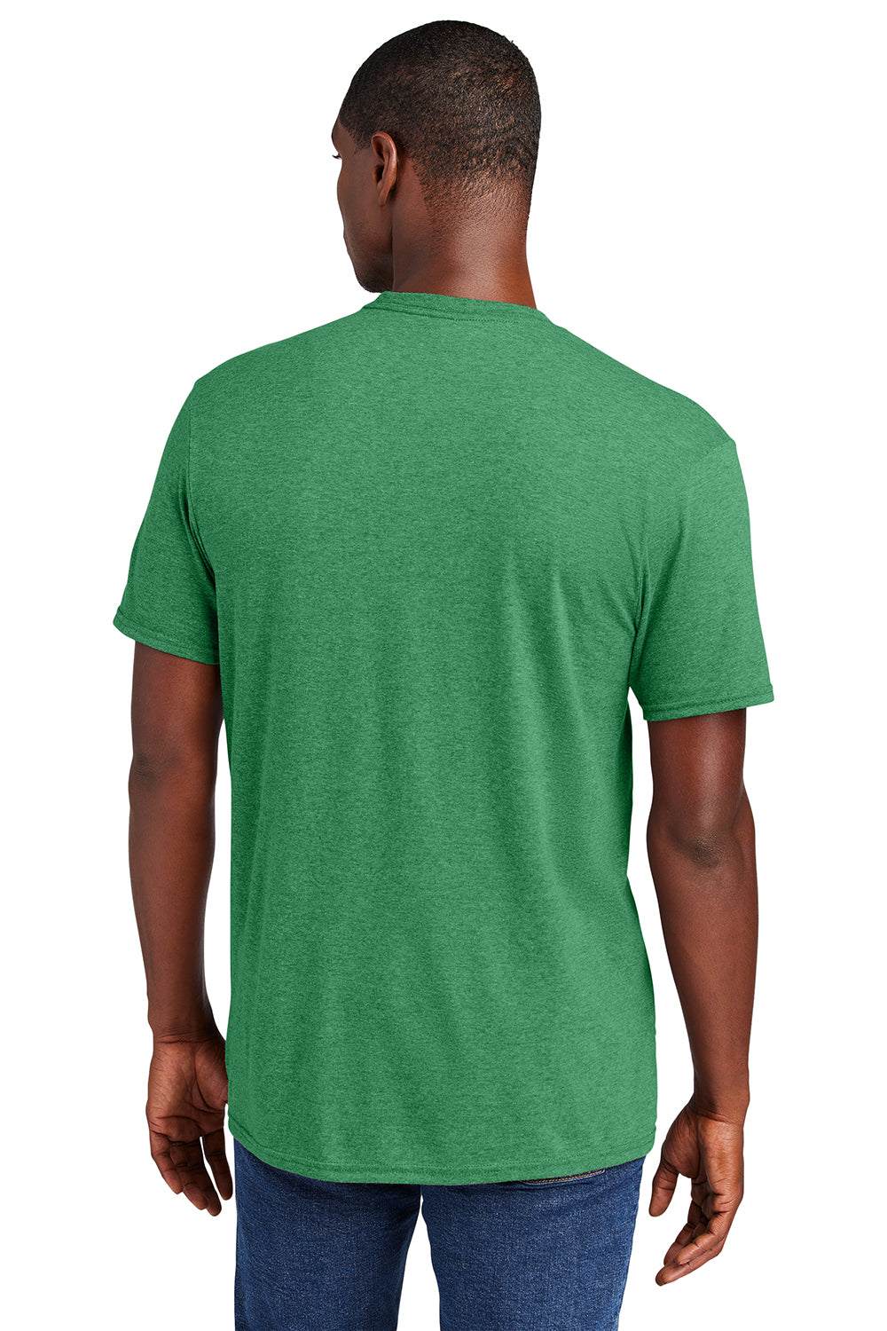 District DT6000 Mens Very Important Short Sleeve Crewneck T-Shirt Heather Kelly Green Model Back