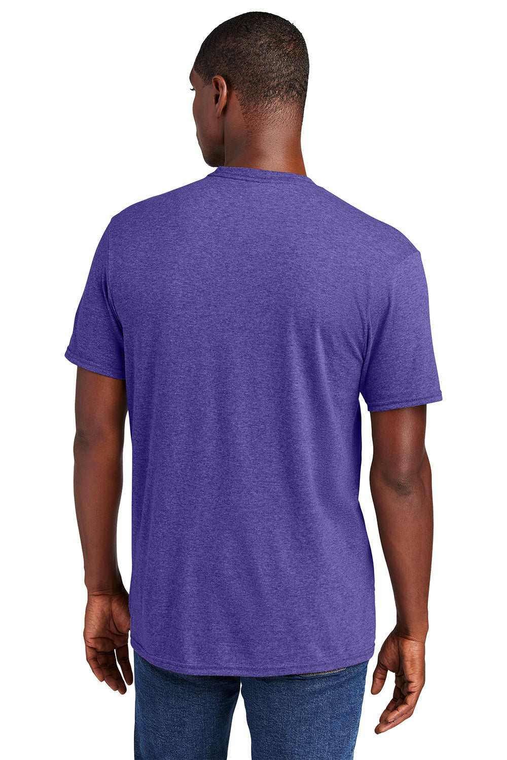 District DT6000 Mens Very Important Short Sleeve Crewneck T-Shirt Heather Purple Model Back