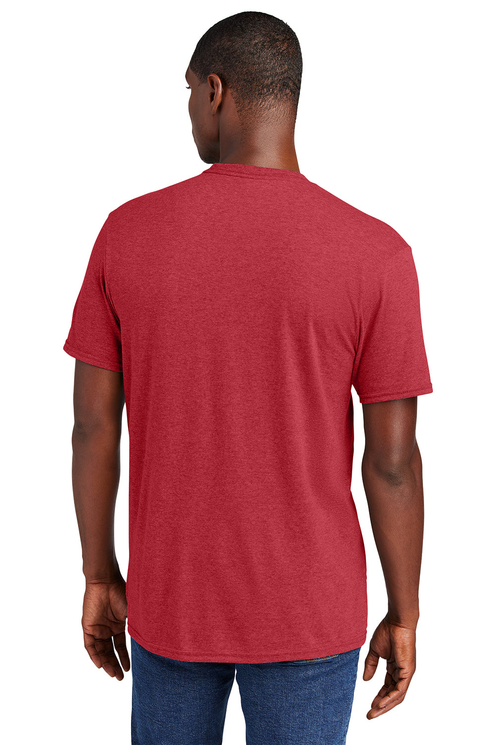 District DT6000 Mens Very Important Short Sleeve Crewneck T-Shirt Heather Red Model Back