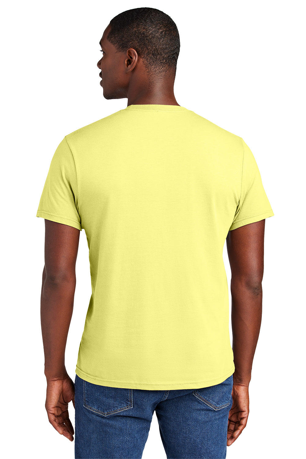 District DT6000 Mens Very Important Short Sleeve Crewneck T-Shirt Lemon Yellow Model Back