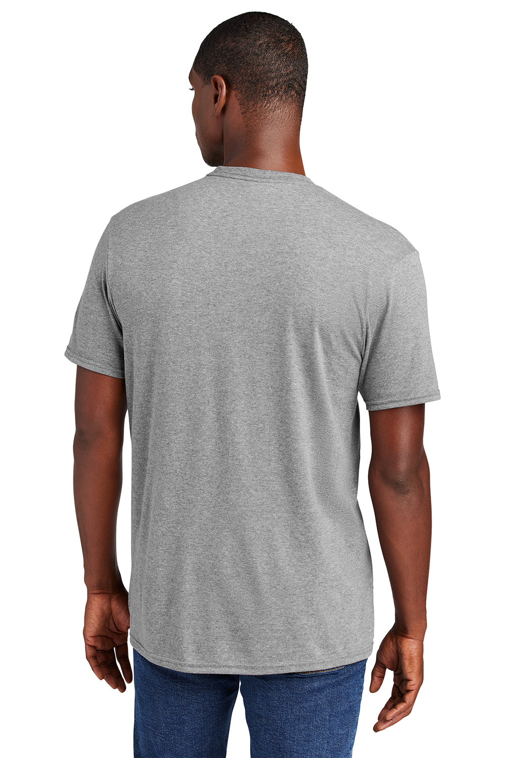 District DT6000 Mens Very Important Short Sleeve Crewneck T-Shirt Heather Light Grey Model Back