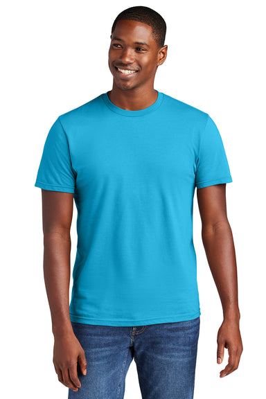 District DT6000 Mens Very Important Short Sleeve Crewneck T-Shirt Light Turquoise Blue Model Front