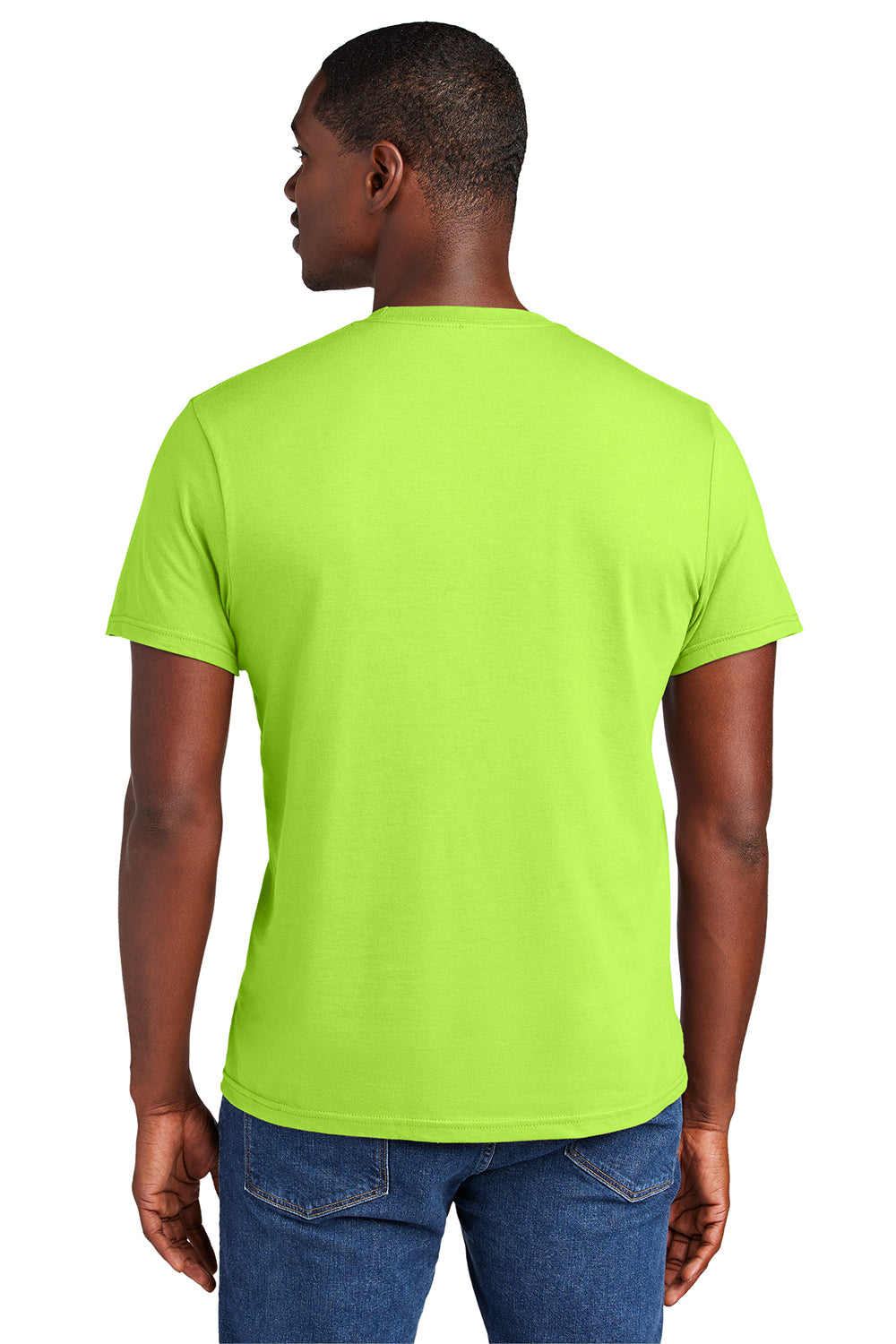 District DT6000 Mens Very Important Short Sleeve Crewneck T-Shirt Lime Shock Green Model Back