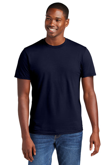 District DT6000 Mens Very Important Short Sleeve Crewneck T-Shirt New Navy Blue Model Front