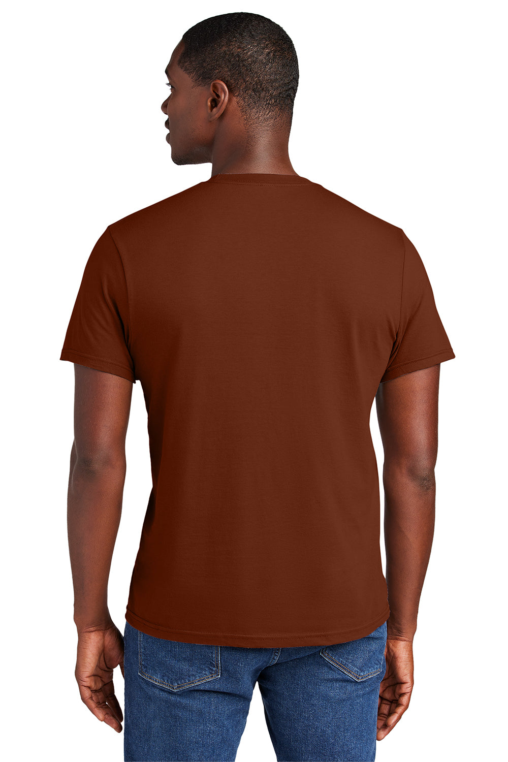 District DT6000 Mens Very Important Short Sleeve Crewneck T-Shirt Russet Red Model Back