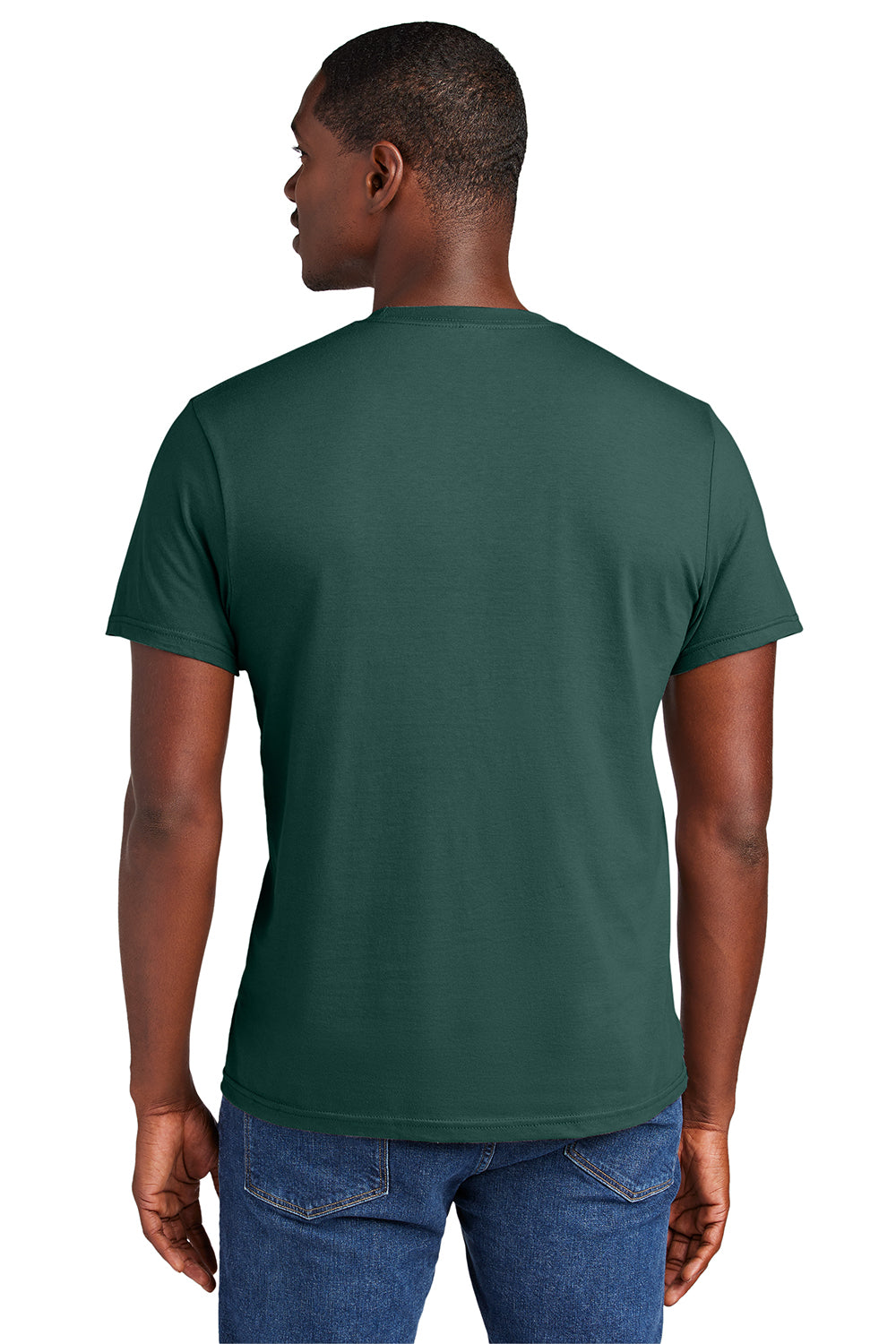 District DT6000 Mens Very Important Short Sleeve Crewneck T-Shirt Evergreen Model Back