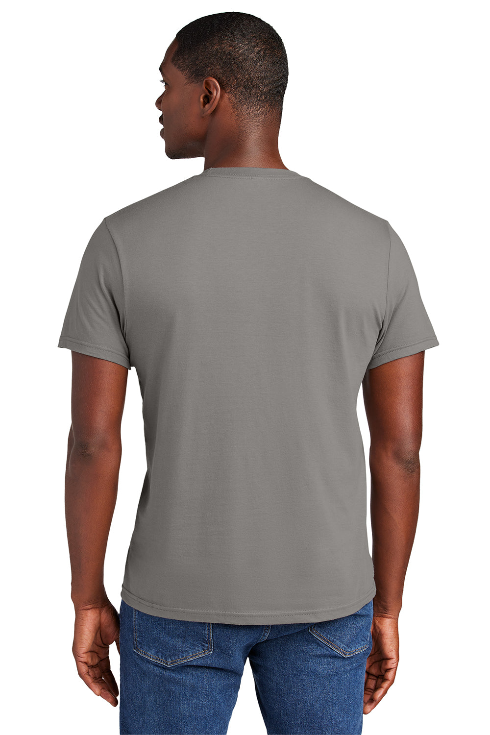 District DT6000 Mens Very Important Short Sleeve Crewneck T-Shirt Grey Model Back