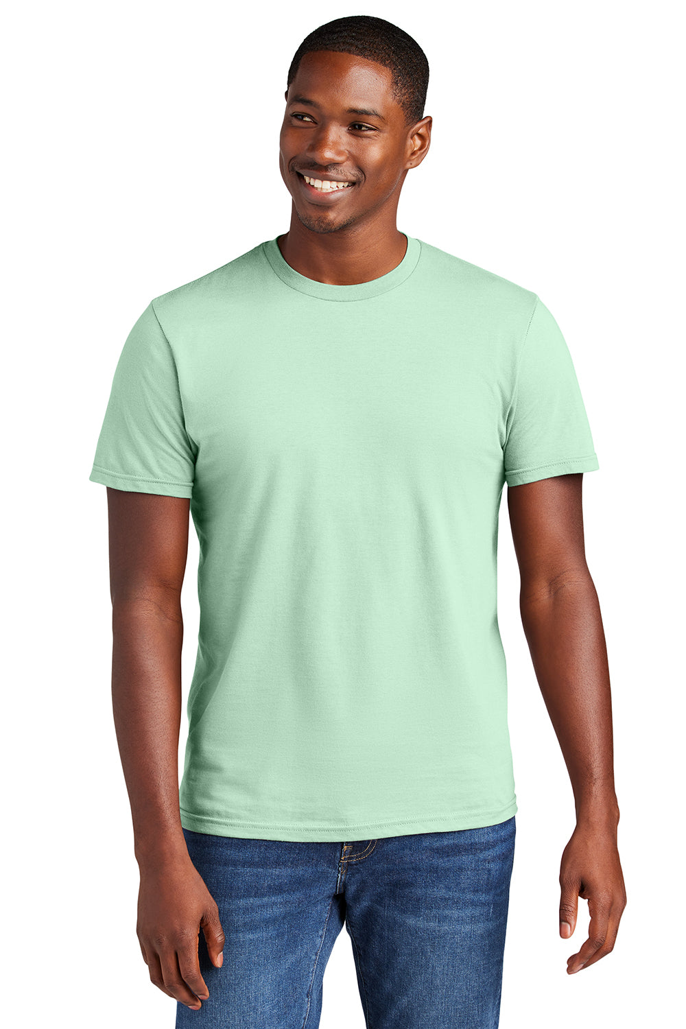 District DT6000 Mens Very Important Short Sleeve Crewneck T-Shirt Mint Green Model Front