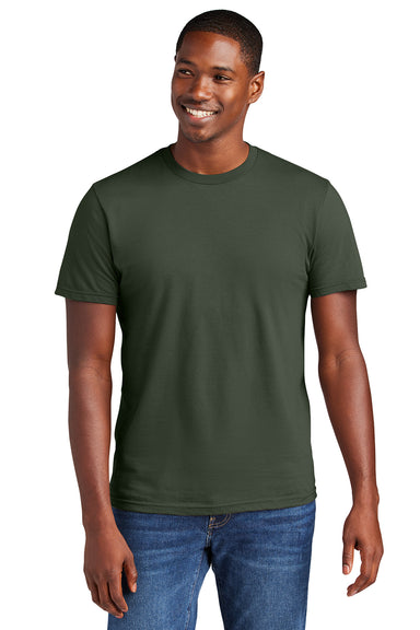 District DT6000 Mens Very Important Short Sleeve Crewneck T-Shirt Olive Green Model Front