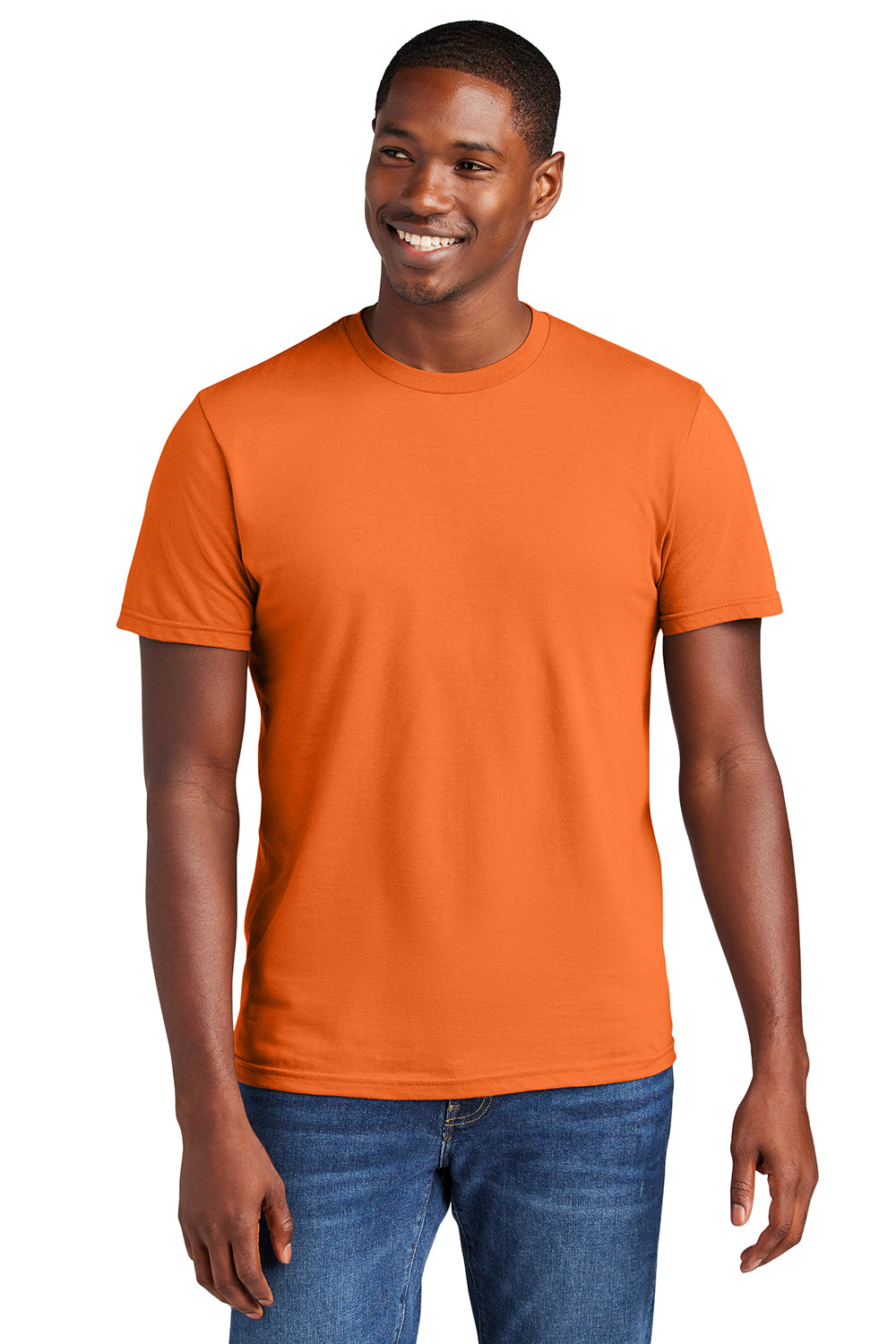 District DT6000 Mens Very Important Short Sleeve Crewneck T-Shirt Orange Model Front