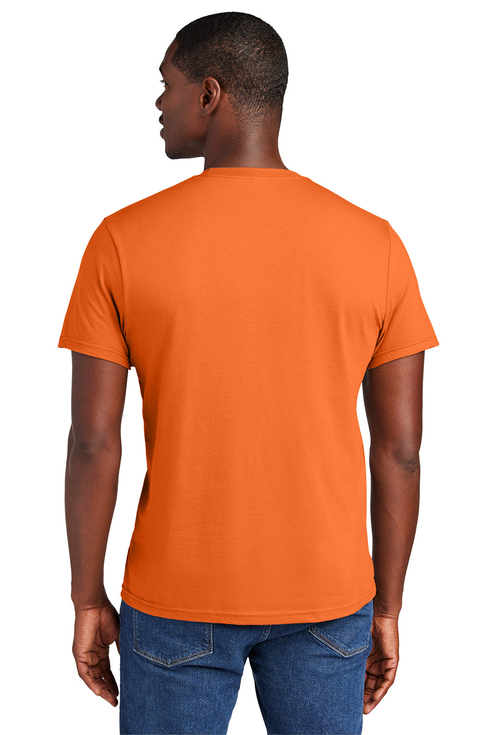 District DT6000 Mens Very Important Short Sleeve Crewneck T-Shirt Orange Model Back