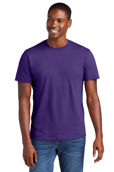 District DT6000 Mens Very Important Short Sleeve Crewneck T-Shirt Purple Model Front