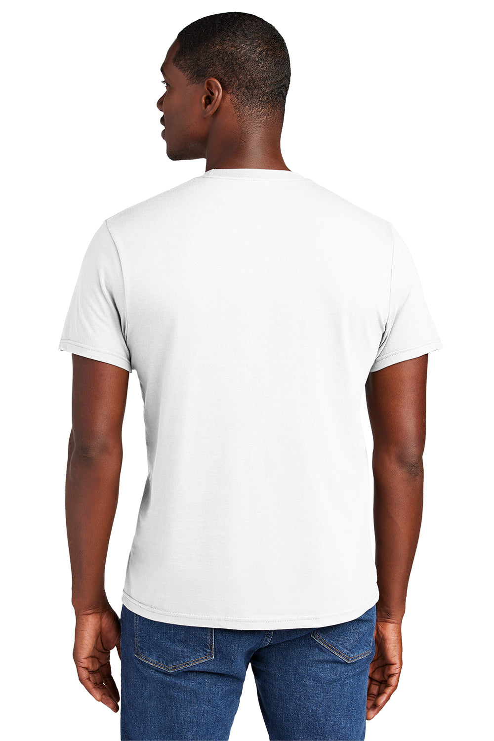 District DT6000 Mens Very Important Short Sleeve Crewneck T-Shirt White Model Back