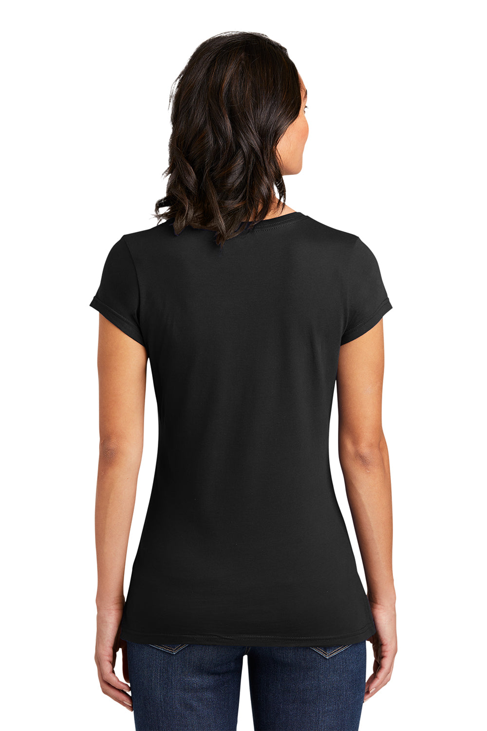 District DT6001 Womens Very Important Short Sleeve Crewneck T-Shirt Black Model Back