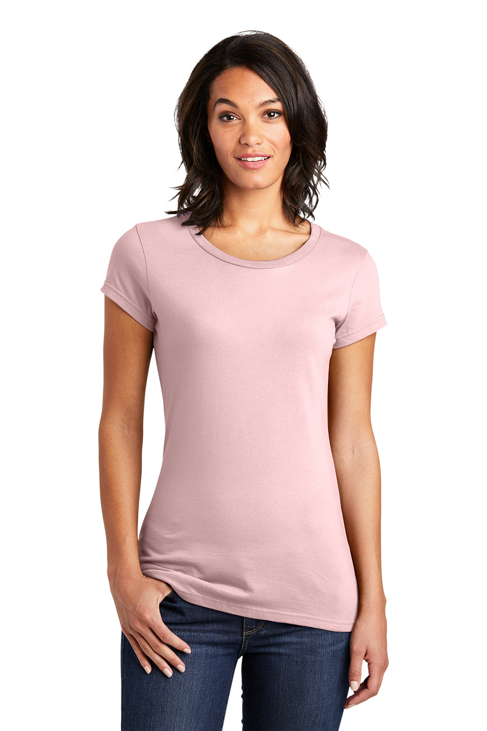 District DT6001 Womens Very Important Short Sleeve Crewneck T-Shirt Dusty Lavender Model Front