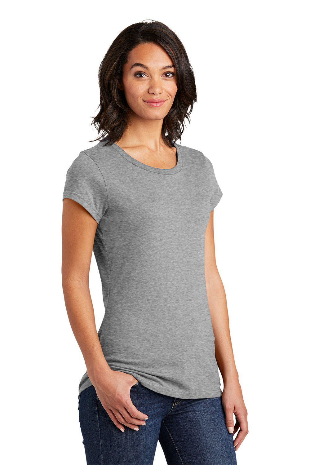 District DT6001 Womens Very Important Short Sleeve Crewneck T-Shirt Grey Frost Model 3q