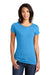 District DT6001 Womens Very Important Short Sleeve Crewneck T-Shirt Heather Bright Turquoise Blue Model Front