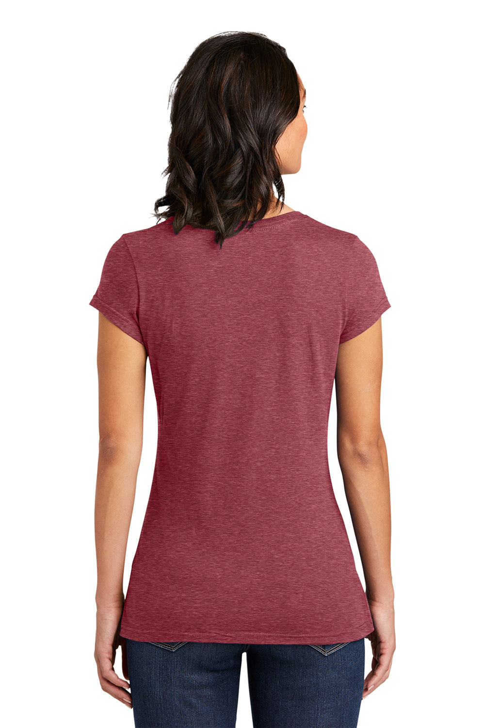 District DT6001 Womens Very Important Short Sleeve Crewneck T-Shirt Heather Red Model Back