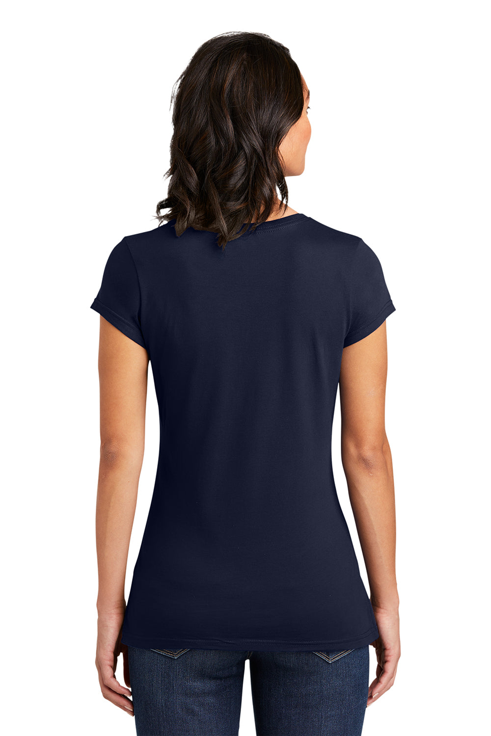 District DT6001 Womens Very Important Short Sleeve Crewneck T-Shirt New Navy Blue Model Back