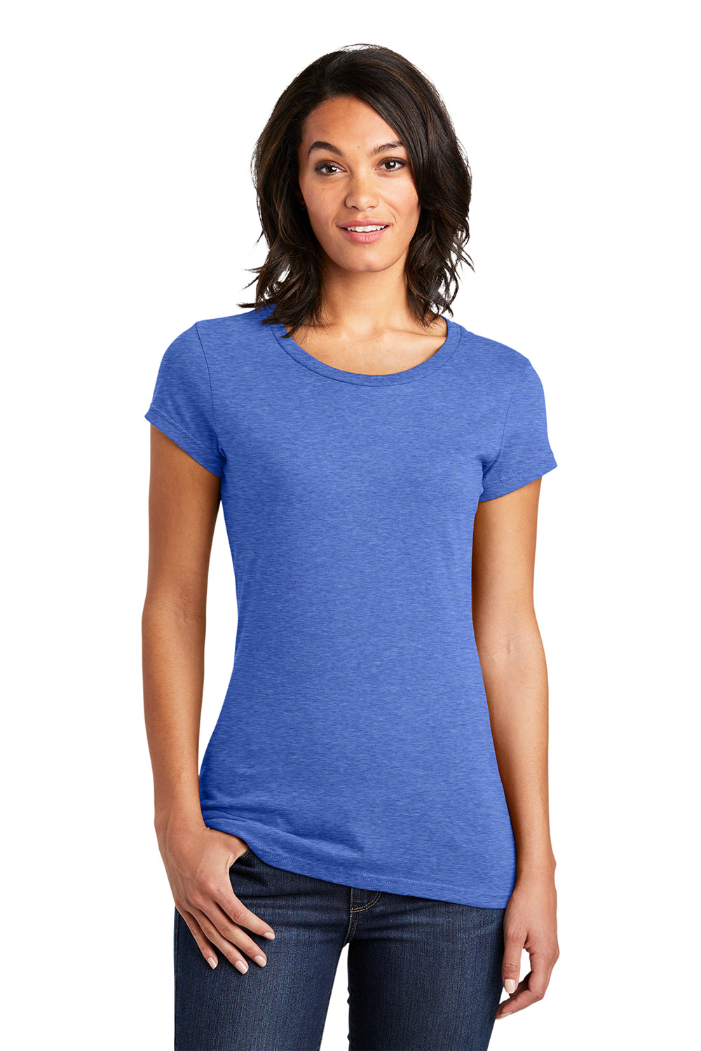 District DT6001 Womens Very Important Short Sleeve Crewneck T-Shirt Royal Blue Frost Model Front