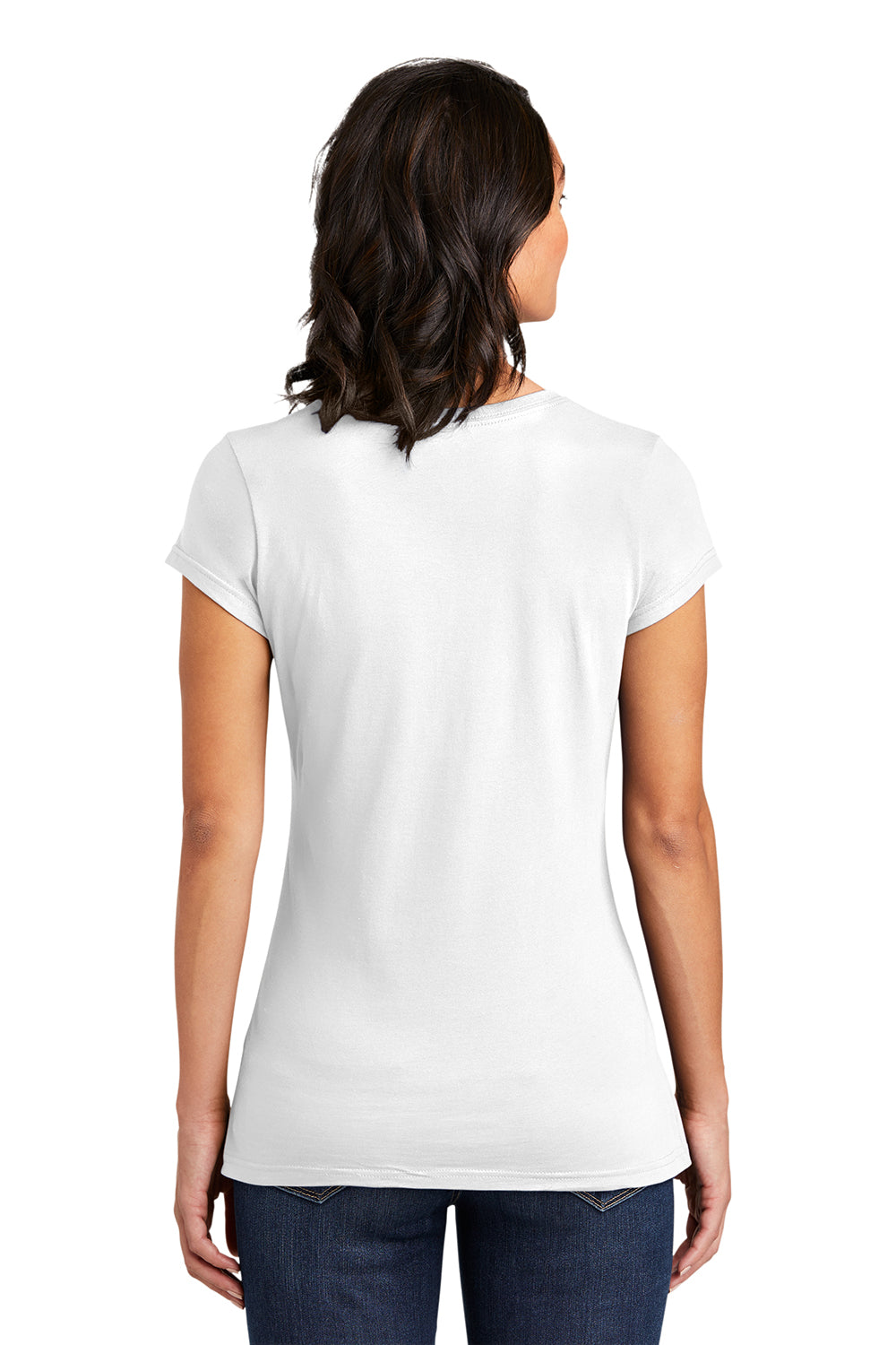 District DT6001 Womens Very Important Short Sleeve Crewneck T-Shirt White Model Back