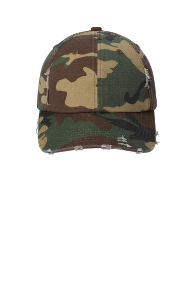 District DT600 Mens Adjustable Hat Military Camo Flat Front