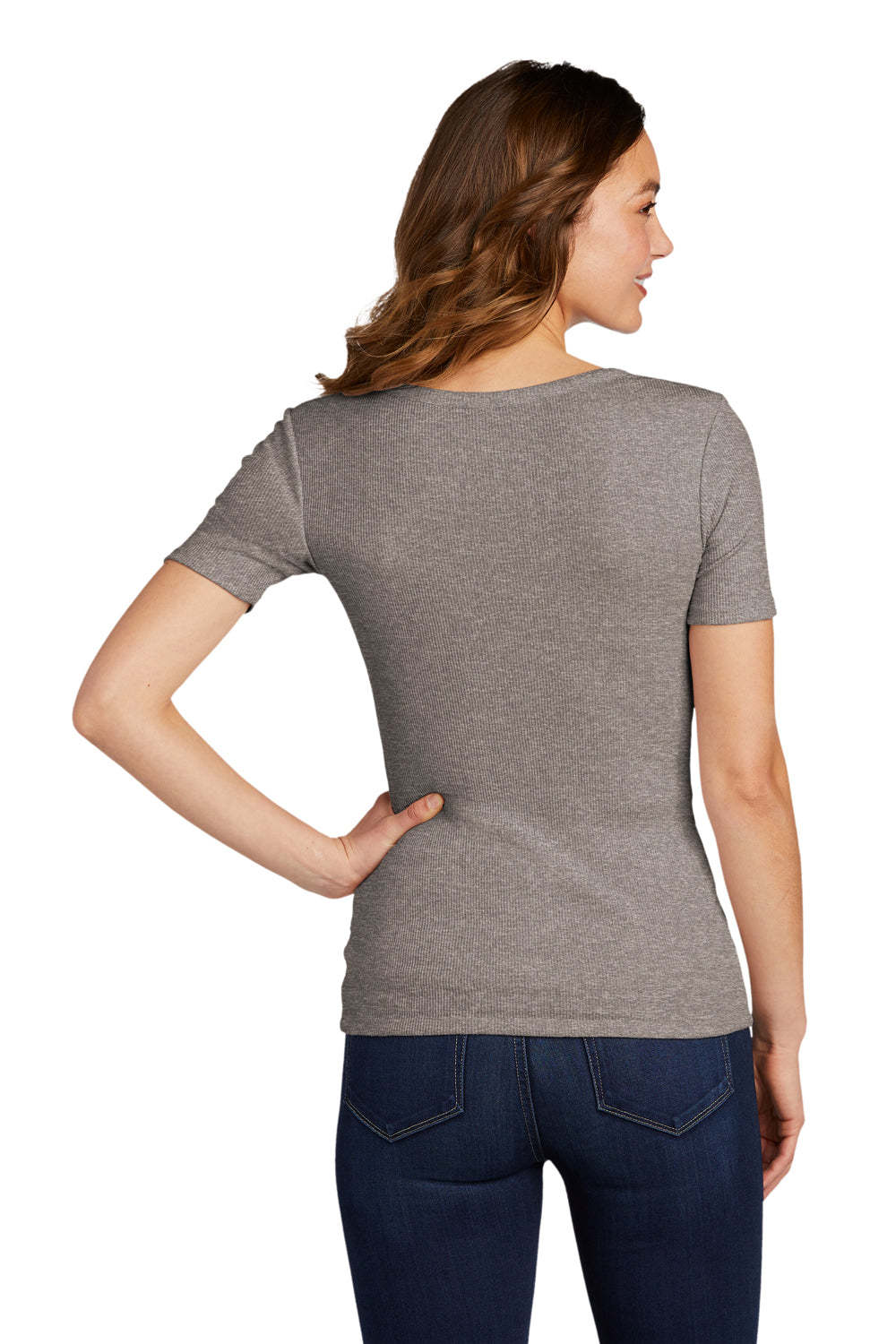 District DT6020 Womens Very Important Short Sleeve Scoop Neck T-Shirt Grey Frost Model Back