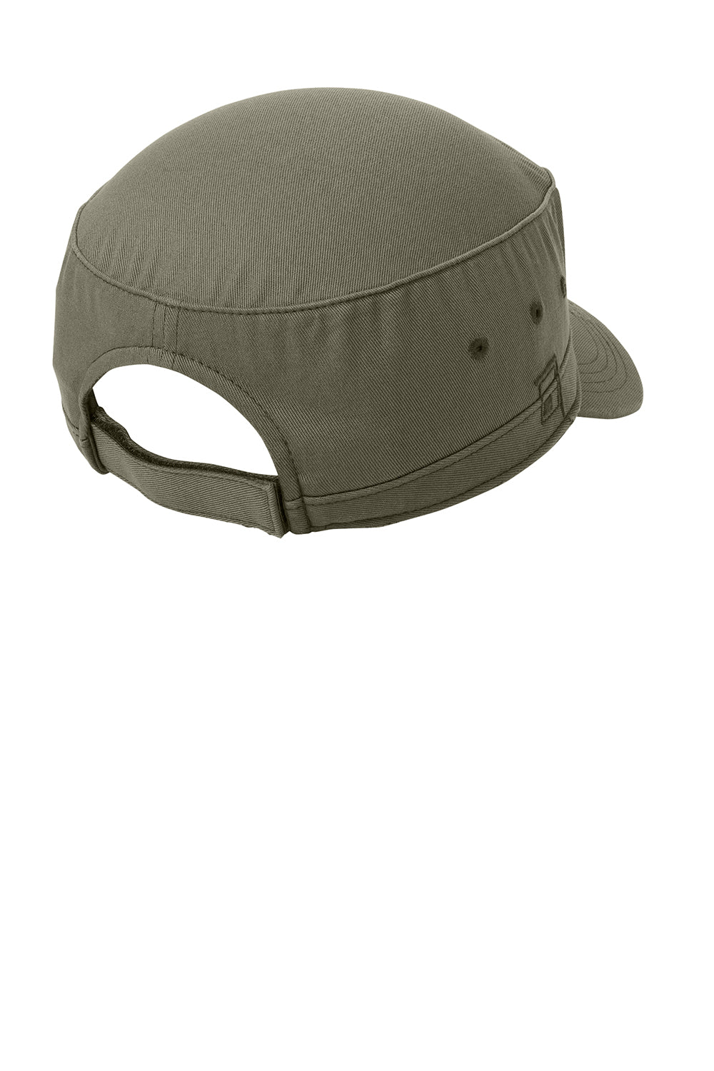 District DT605 Mens Distressed Adjustable Military Hat Olive Green Flat Back