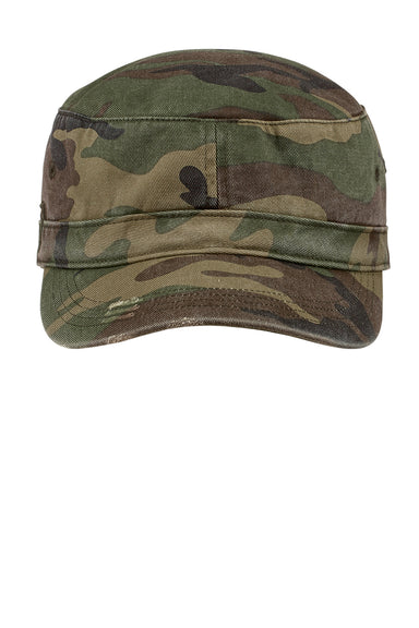 District DT605 Mens Distressed Adjustable Military Hat Military Camo Flat Front