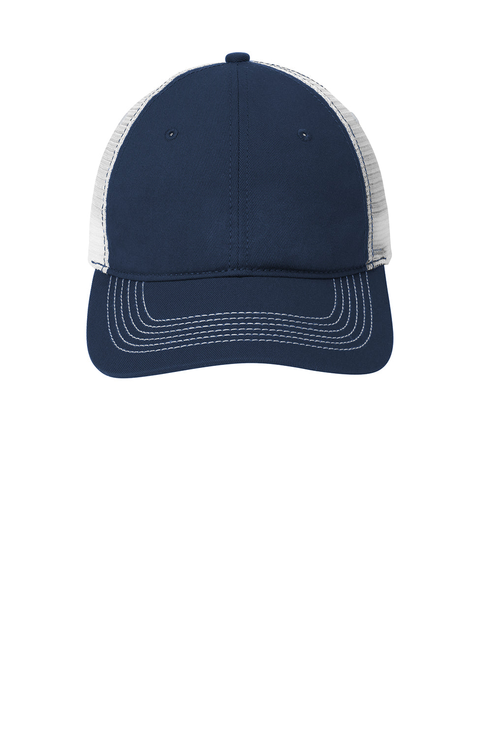 District DT607 Mens Adjustable Hat New Navy Blue/White Flat Front