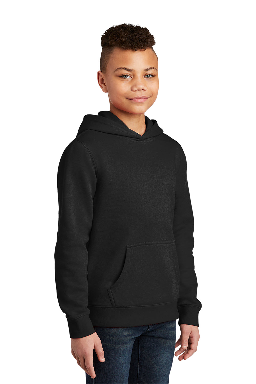 District DT6100Y Youth Very Important Fleece Hooded Sweatshirt Hoodie Black Model 3q