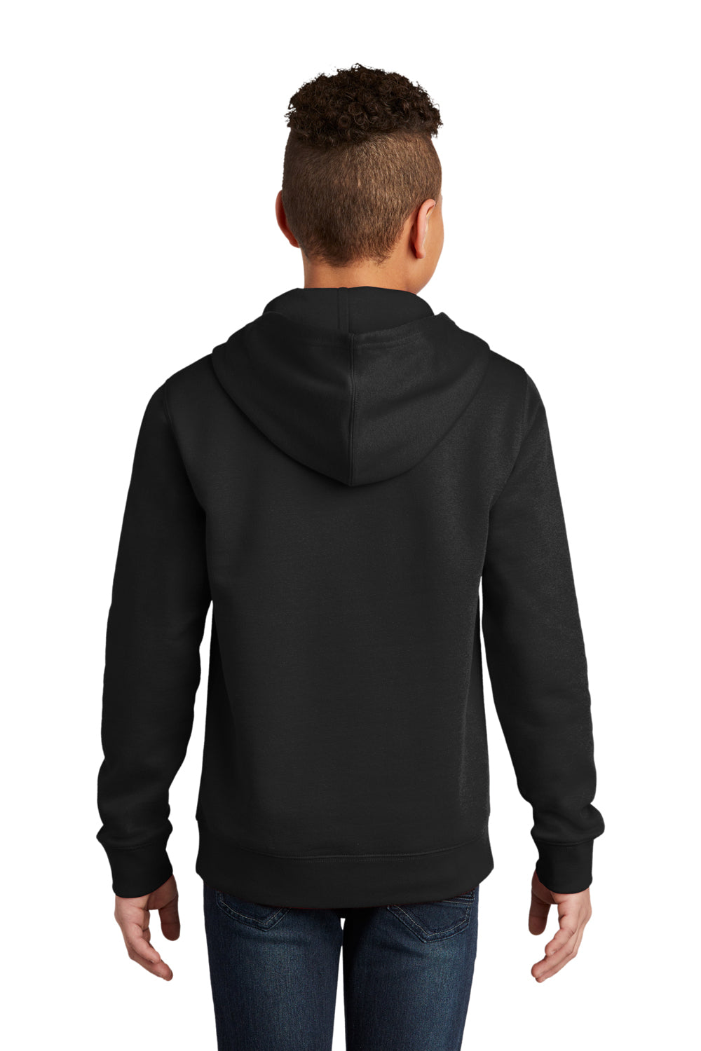 District DT6100Y Youth Very Important Fleece Hooded Sweatshirt Hoodie Black Model Back