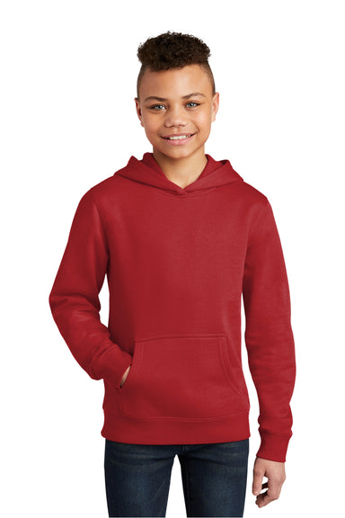 District DT6100Y Youth Very Important Fleece Hooded Sweatshirt Hoodie Classic Red Model Front