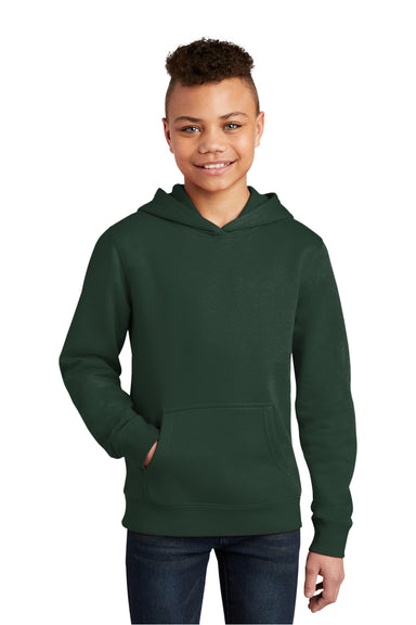 District DT6100Y Youth Very Important Fleece Hooded Sweatshirt Hoodie Forest Green Model Front