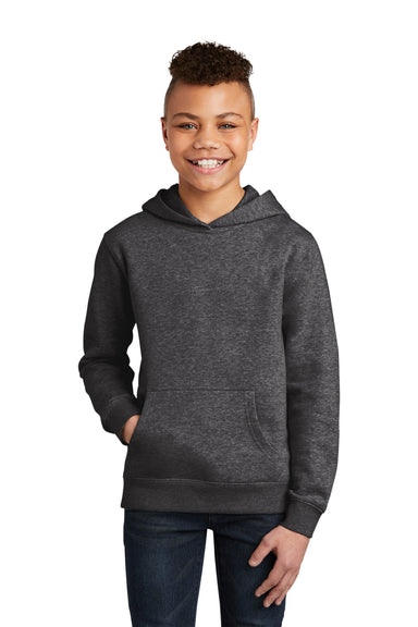 District DT6100Y Youth Very Important Fleece Hooded Sweatshirt Hoodie Heather Charcoal Grey Model Front