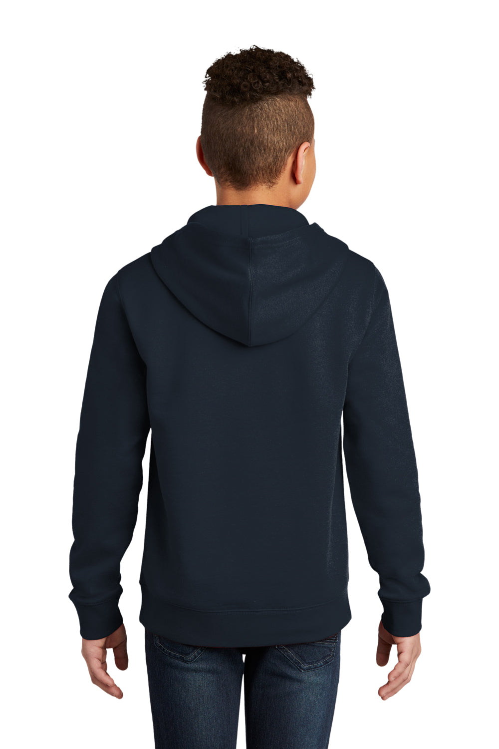 District DT6100Y Youth Very Important Fleece Hooded Sweatshirt Hoodie New Navy Blue Model Back