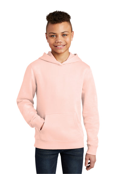 District DT6100Y Youth Very Important Fleece Hooded Sweatshirt Hoodie Rosewater Pink Model Front