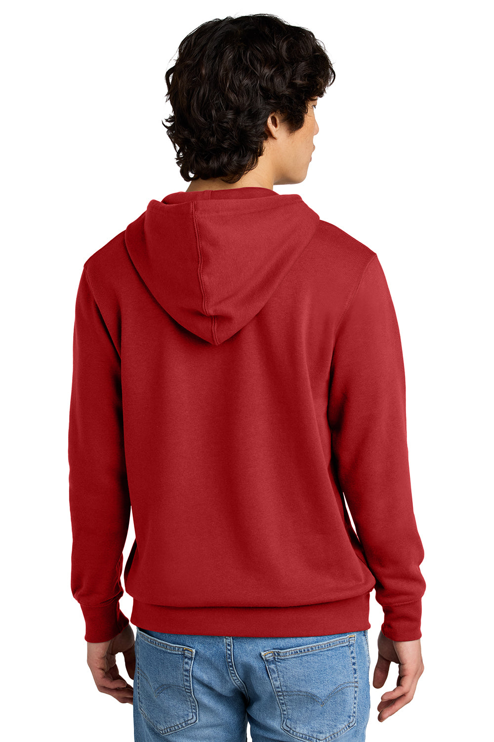 District DT6100 Mens Very Important Fleece Hooded Sweatshirt Hoodie Classic Red Model Back