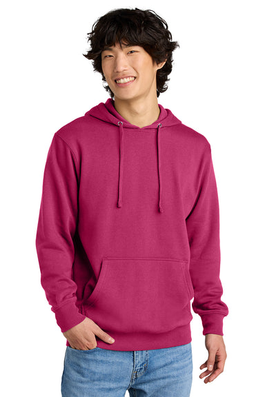 District DT6100 Mens Very Important Fleece Hooded Sweatshirt Hoodie Dark Fuchsia Pink Model Front