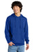 District DT6100 Mens Very Important Fleece Hooded Sweatshirt Hoodie Deep Royal Blue Model Front