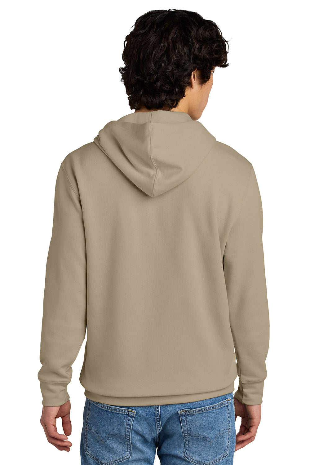 District DT6100 Mens Very Important Fleece Hooded Sweatshirt Hoodie Desert Tan Model Back