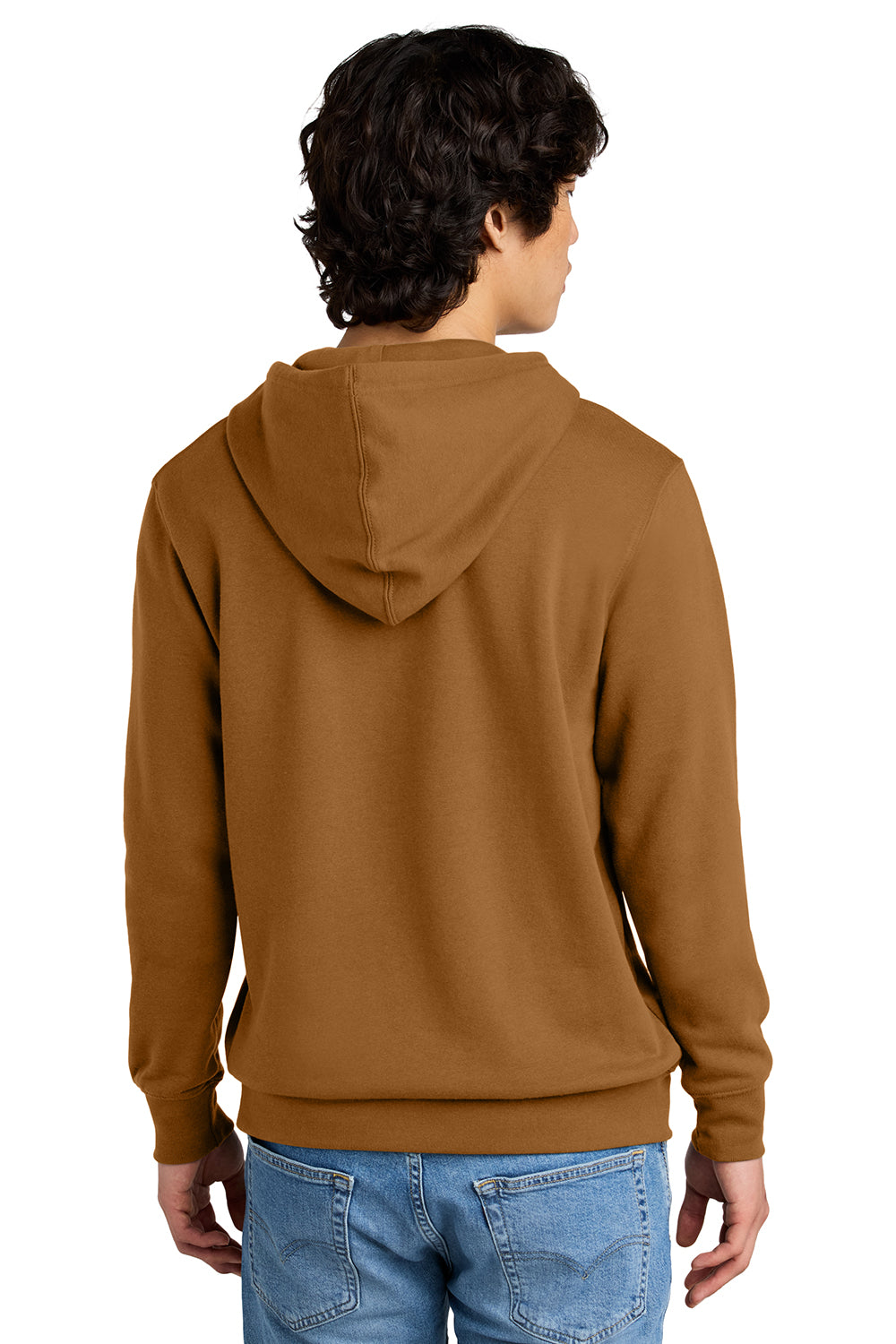 District DT6100 Mens Very Important Fleece Hooded Sweatshirt Hoodie Duck Brown Model Back