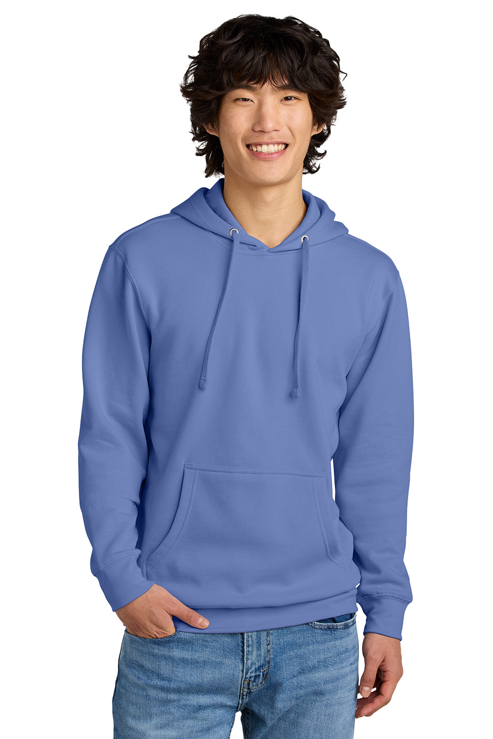 District DT6100 Mens Very Important Fleece Hooded Sweatshirt Hoodie Electric Purple Model Front