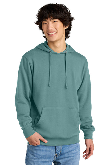 District DT6100 Mens Very Important Fleece Hooded Sweatshirt Hoodie Eucalyptus Blue Model Front