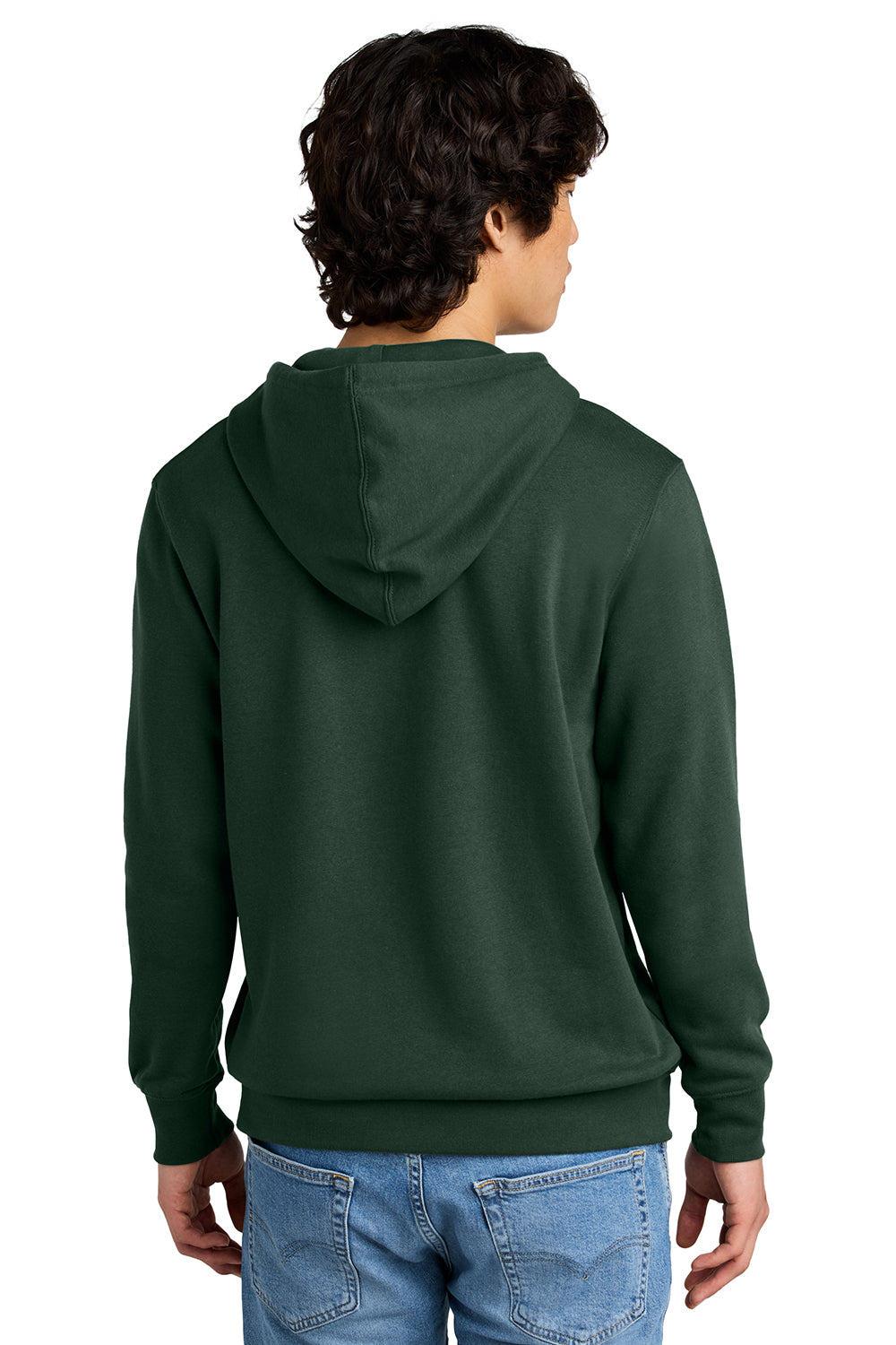 District DT6100 Mens Very Important Fleece Hooded Sweatshirt Hoodie Forest Green Model Back