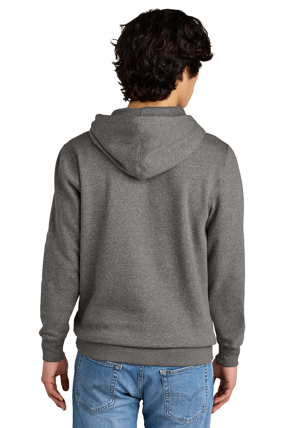 District DT6100 Mens Very Important Fleece Hooded Sweatshirt Hoodie Grey Frost Model Back